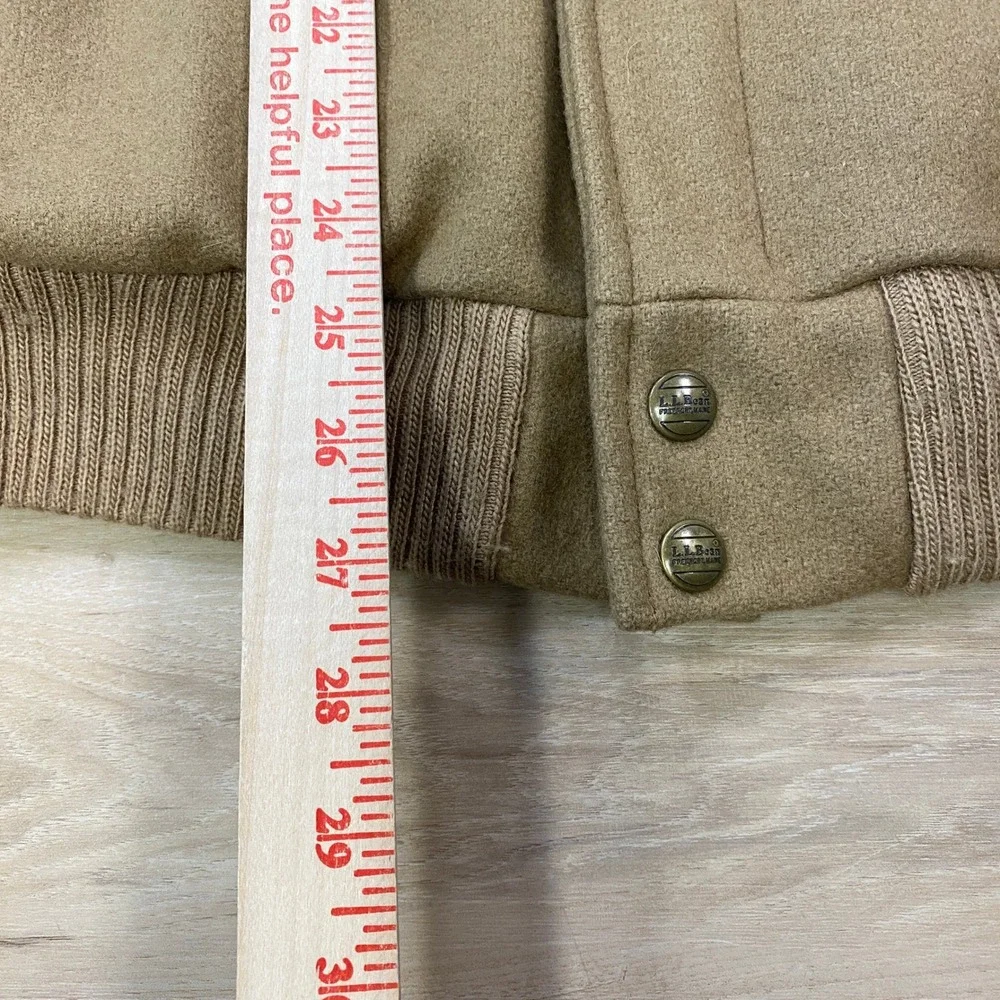 LL Bean Bomber Jacket Mens M Vintage Wool Plaid Lined Tan Heritage Made USA - Picture 5 of 12